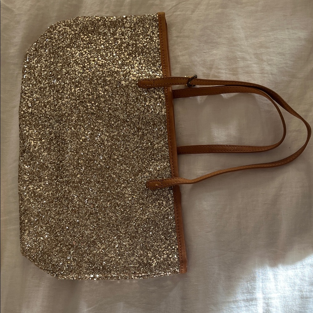 Crewcuts Glitter Tote with Tan Handles